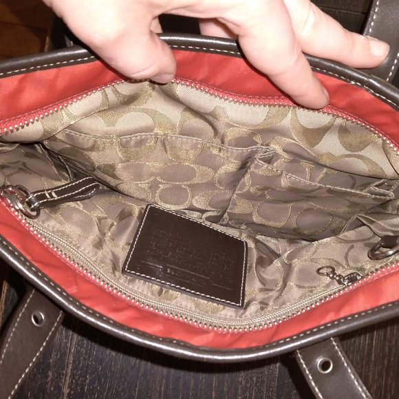 Coach Red Fabric and Leather Bucket Handbag - Picture 3 of 8